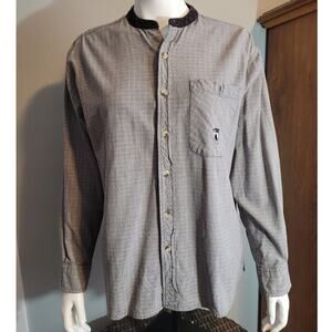 VINTAGE AOS RODEO Women Glencheck Plaid Shirt Sz Medium Cowgirl Horse Crest Logo